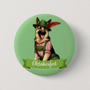Oktoberfest Duitse Herdershond  Ronde Button 5,7 Cm