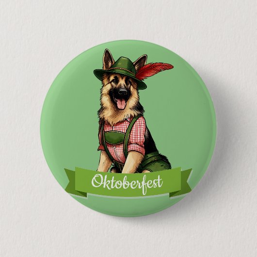 Oktoberfest Duitse Herdershond  Ronde Button 5,7 Cm (Voorkant)
