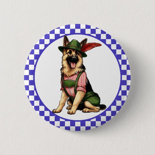Oktoberfest Duitse Herdershond  Ronde Button 5,7 Cm (Voorkant)
