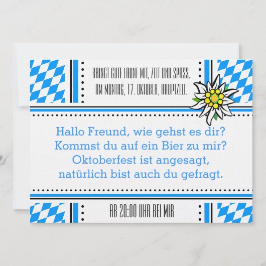 Oktoberfest Einladung Kaart (Achterkant)