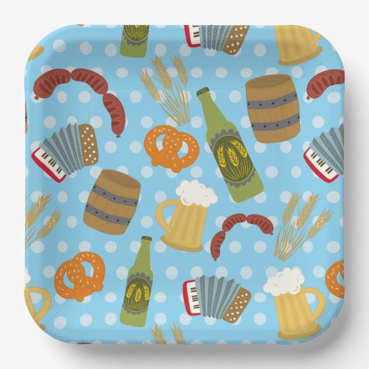 Oktoberfest Eten en Drink Papieren Bordje (Voorkant)