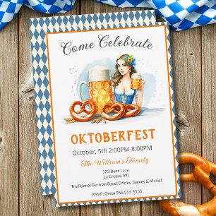 Oktoberfest-feest met bier en pretzels ai kaart