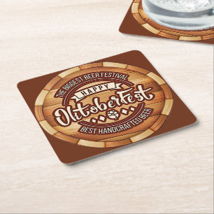 Oktoberfest Festival Brown Wooden Beer Barrel Kartonnen Onderzetters