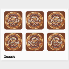 Oktoberfest Festival Brown Wooden Beer Barrel Vierkante Sticker