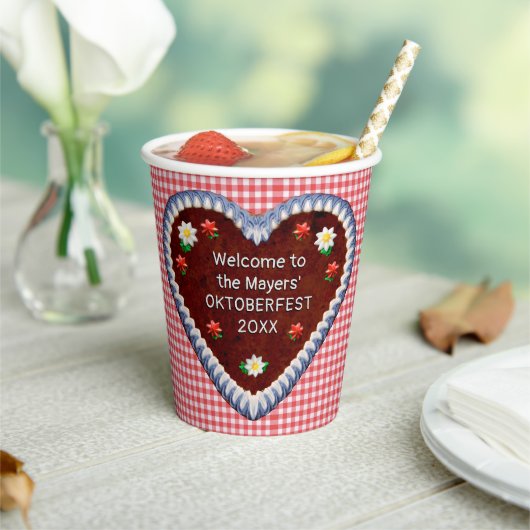 Oktoberfest Heart (aanpasbaar) Papierkop Papieren Bekers (Insitu)