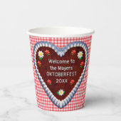 Oktoberfest Heart (aanpasbaar) Papierkop Papieren Bekers (Achterkant)