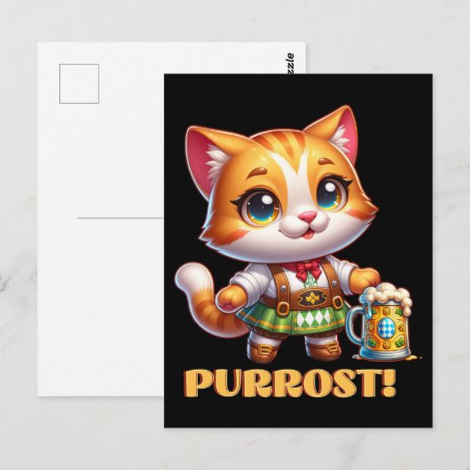 Oktoberfest kat prost! briefkaart (Voorkant / Achterkant)