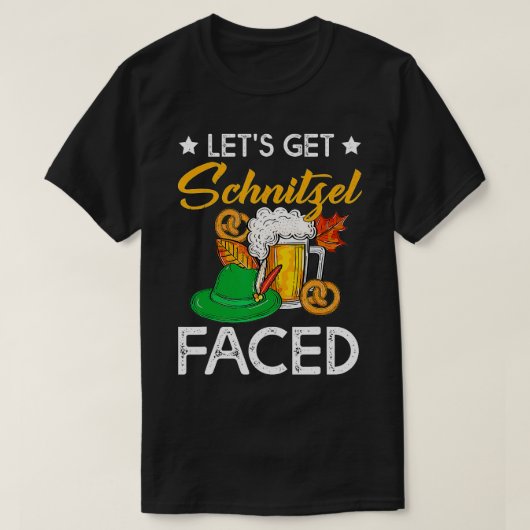 Oktoberfest Lets get Schnitzel Faced Funny Beer Lo T-shirt (Design voorkant)