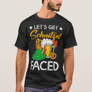 Oktoberfest Lets get Schnitzel Faced Funny Beer Lo T-shirt