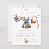 Oktoberfest meisje Baby shower waslijn Kaart (Voorkant)