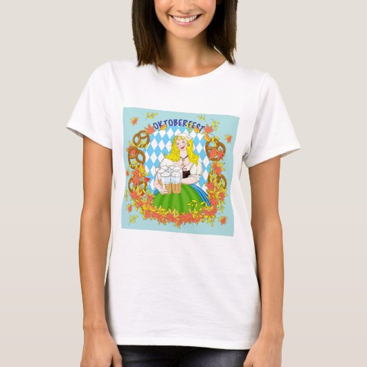 Oktoberfest, meisje en bier t-shirt (Voorkant)