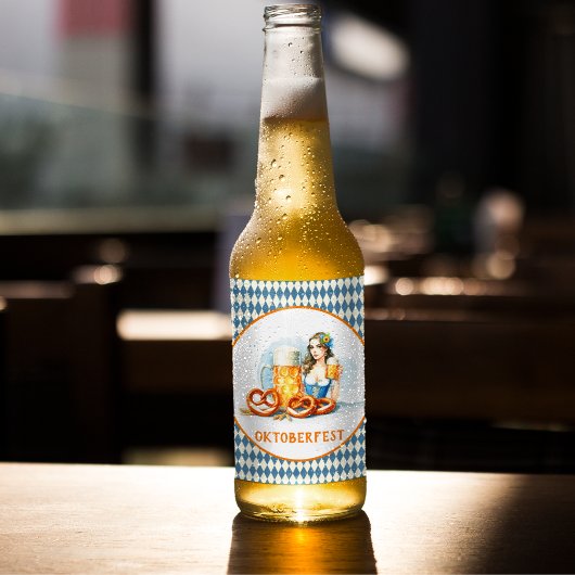 Oktoberfest met bier en pretzelsai bier etiket