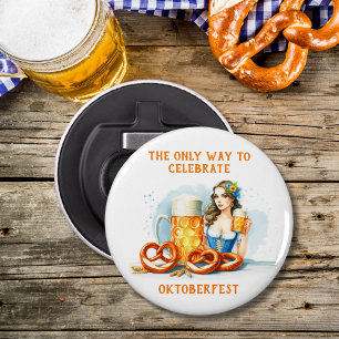 Oktoberfest met bier en pretzelsai button flesopener