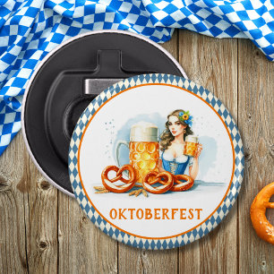 Oktoberfest met bier en pretzelsai button flesopener