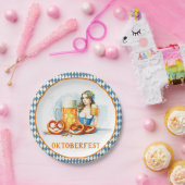 Oktoberfest met bier en pretzelsai papieren bordje (Feest)