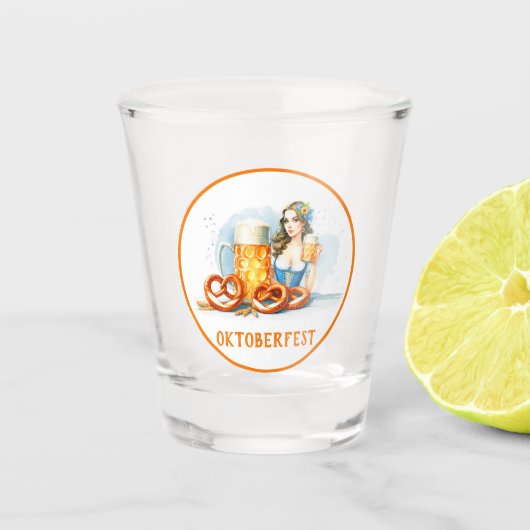 Oktoberfest met bier en pretzelsai shot glas (Voorkant)
