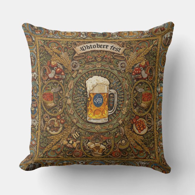 Oktoberfest Mozaïek Tegels Kunst Kussen (Voorkant)