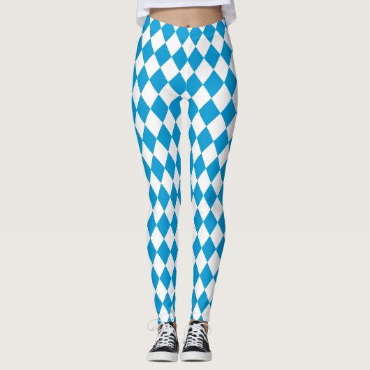 Oktoberfest Outfit Bayern Blue and White Leggings (Voorkant)