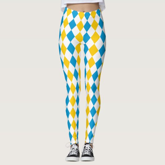 Oktoberfest Outfit Bayern Blue Yellow and White Leggings (Voorkant)