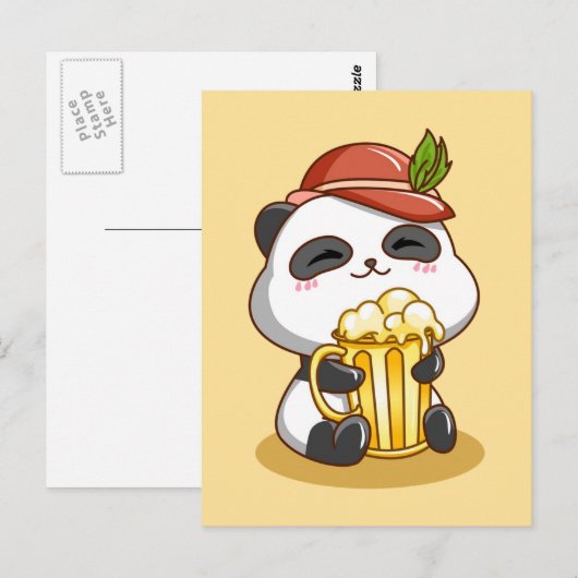 Oktoberfest Panda Beer Beer Briefkaart (Voorkant / Achterkant)