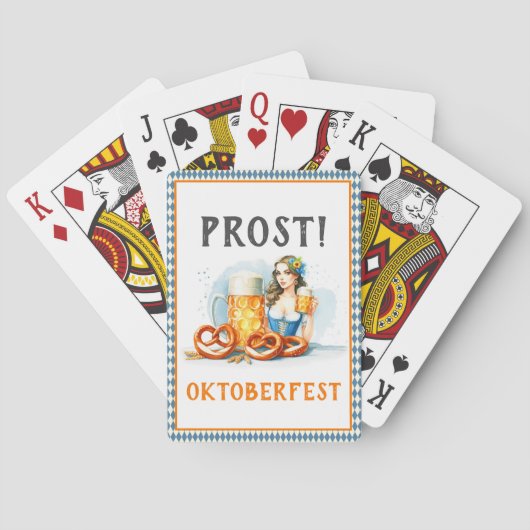 Oktoberfest Party Bier en Pretzels ai Save Date Pokerkaarten (Achterkant)