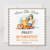 Oktoberfest Party Bier en Pretzels ai Save Date Save The Date (Voorkant)