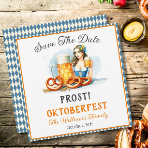 Oktoberfest Party Bier en Pretzels ai Save Date Save The Date