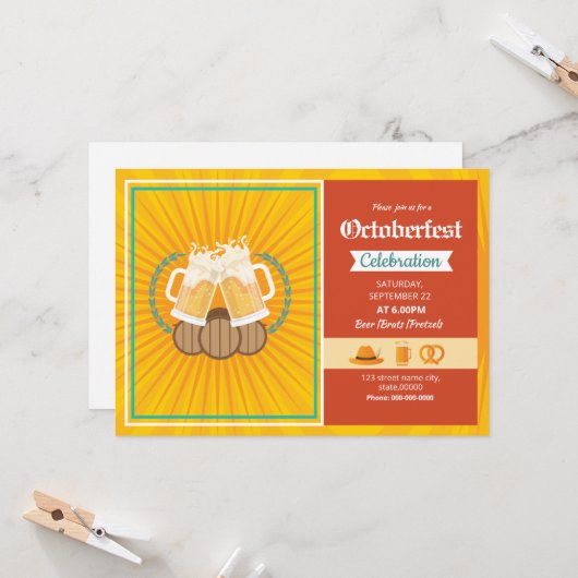 Oktoberfest Party Invitation Flyer Sjabloon Kaart (Voorkant / Achterkant in situ)