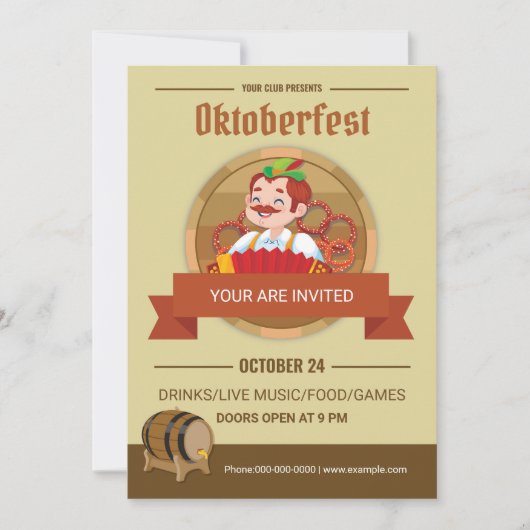 Oktoberfest Party Invitation Flyer Sjabloon Kaart (Voorkant)
