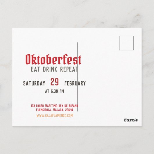 Oktoberfest Party uitnodiging (Achterkant)