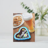 Oktoberfest peperkoek hart met pretzel bier briefkaart (Staand voorkant)