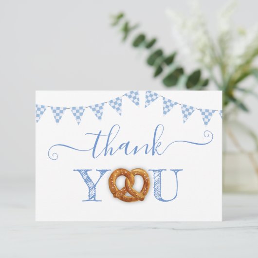 Oktoberfest Pretzel Danke bedankje Kaart (Staand voorkant)
