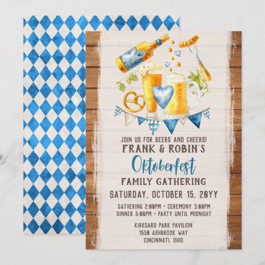 Oktoberfest Rurale Beierse Bier Aangepaste Feestna Kaart (Voorkant / Achterkant)