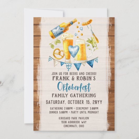 Oktoberfest Rustic Bavarian Beer Custom Party Name Kaart (Voorkant)