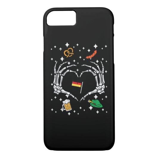 Oktoberfest Skeleton Hand Heart Flag Duits Case-Mate iPhone Case (Achterkant)