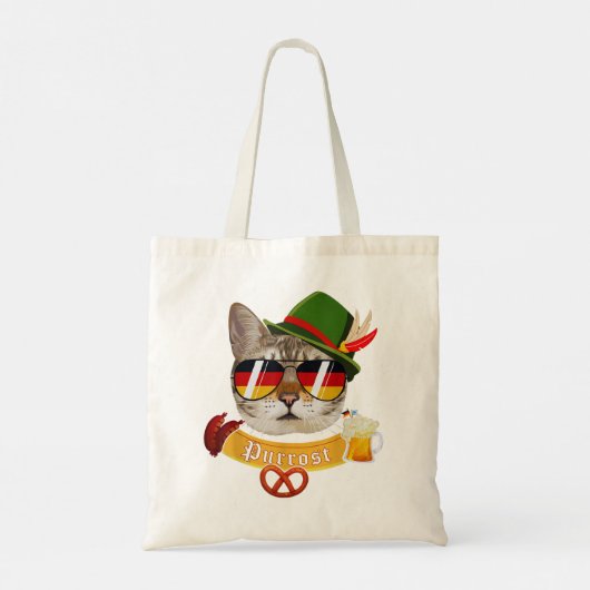 Oktoberfest T Funny Prost Pun Purrost Cat Tote Bag (Achterkant)