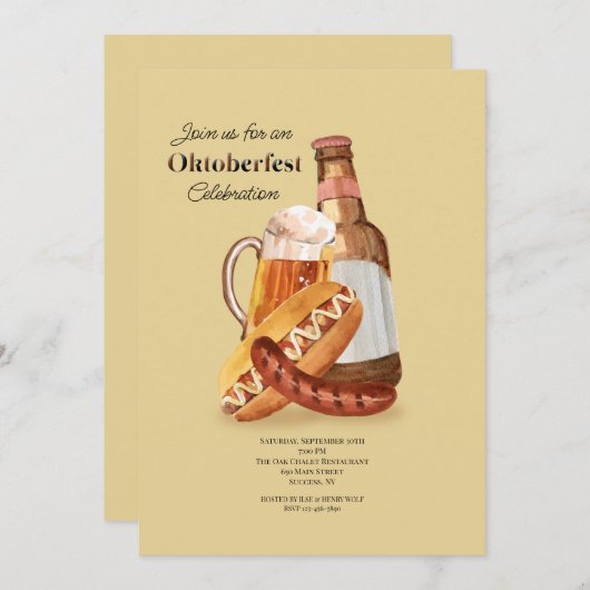 Oktoberfest Time Invitation Kaart (Voorkant / Achterkant)