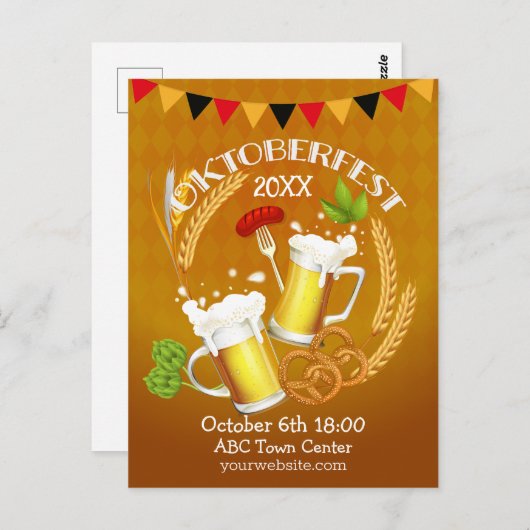 Oktoberfest Toasting Beer Briefkaart (Voorkant / Achterkant)