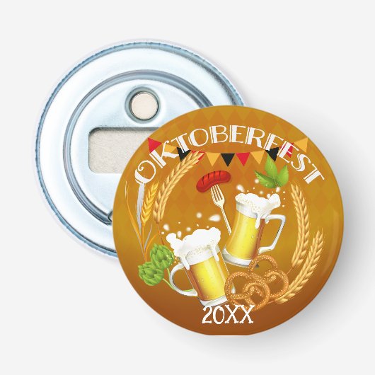Oktoberfest Toasting Beer Button Flesopener (Voorkant)