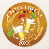 Oktoberfest Toasting Beer Ronde Kartonnen Onderzetter (Voorkant)