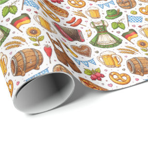Oktoberfest-viering Naadloos Patroon – Wrappin Cadeaupapier