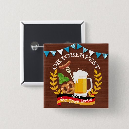 Oktoberfest Vierkante Button 5,1 Cm (Voorkant /achterkant)