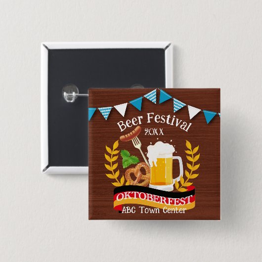 Oktoberfest Vierkante Button 5,1 Cm (Voorkant /achterkant)
