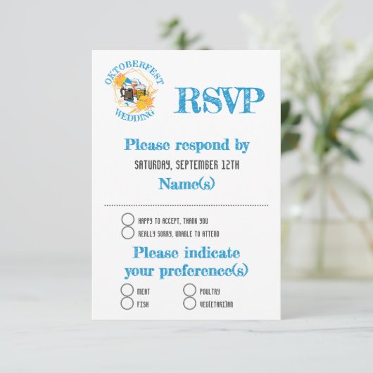 OKTOBERFEST Wedding RSVP Kaartje (Staand voorkant)
