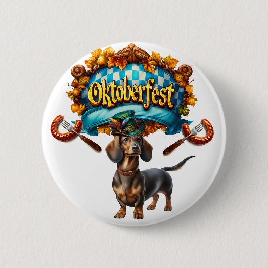 Oktoberfest Weense Hond  Ronde Button 5,7 Cm (Voorkant)