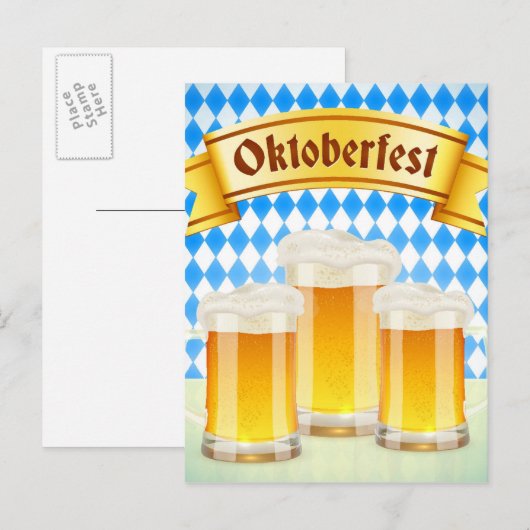 Oktoberfest Wenskaart met biertje Briefkaart (Voorkant / Achterkant)