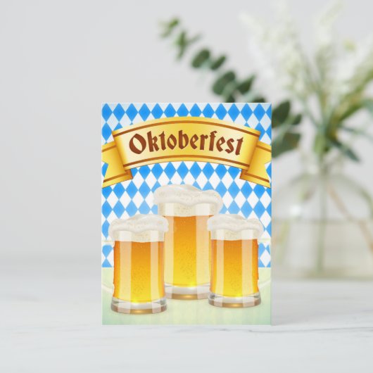 Oktoberfest Wenskaart met biertje Briefkaart (Staand voorkant)