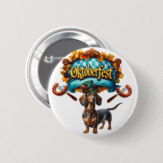Oktoberfest Wiener Dog Ronde Button 5,7 Cm (Voorkant /achterkant)