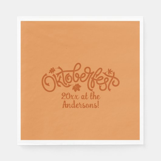 Oktoberfest Year Name Brown Text op Luncheon Servet (Voorkant)