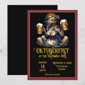 Oktoberfest Zombie Barmaid uitnodiging (Voorkant / Achterkant)